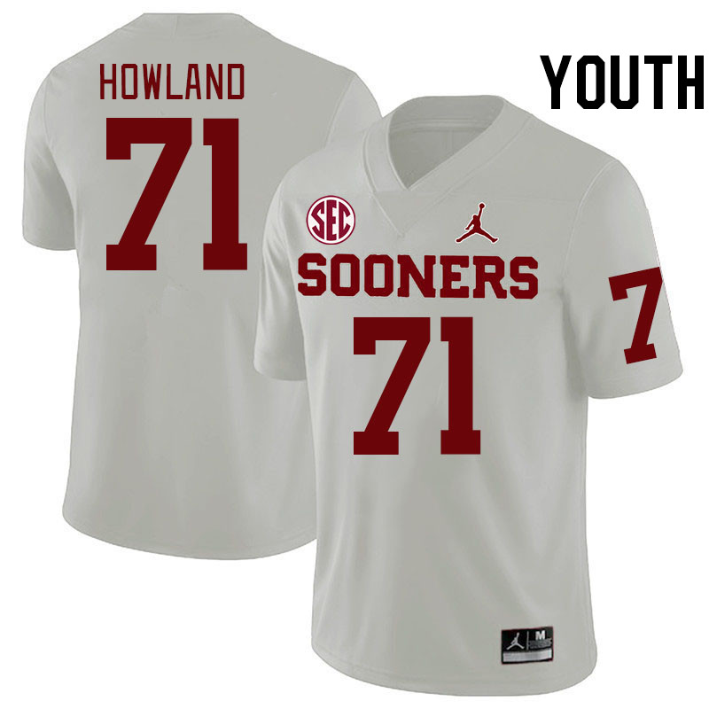 Youth #71 Logan Howland Oklahoma Sooners 2024 SEC Conference College Football Jerseys-White